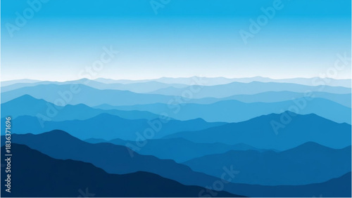 Beautiful blue mountain layers fading into the distant sky creating a serene landscape