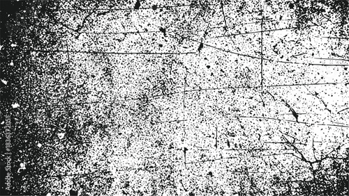 Grungy Black and White Concrete Texture Overlay with Scratches and Stains Isolated on Transparent Background