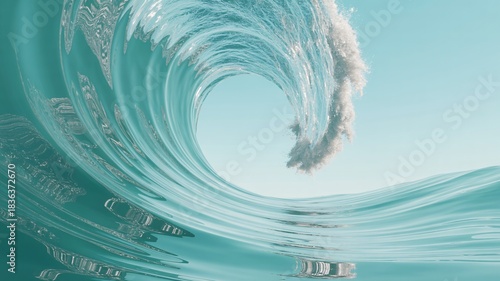Fototapeta Naklejka Na Ścianę i Meble -  Ocean wave crashing turquoise water background sea surfing summer vacation