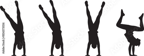 Cartwheel Sequence Silhouettes – Minimalistic Black and White Gymnastics Motion