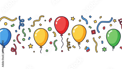 Festive Celebration Colorful Balloons and Confetti Border for Joyful Occasions