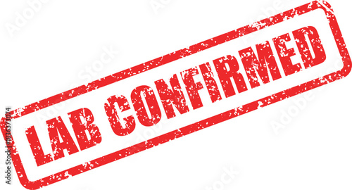 Lab Confirmed message appears inside a red worn rectangle box, set against a transparent background