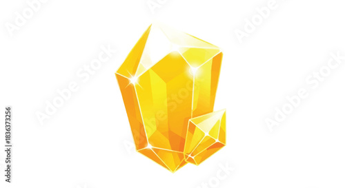 Vibrant Yellow Crystal Cluster Gemstone Illustration.