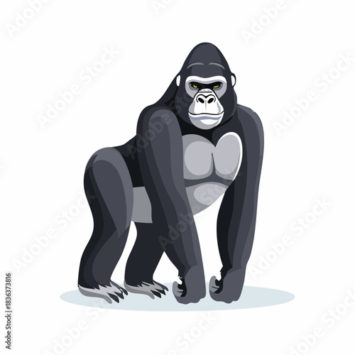 Majestic Gorilla Cartoon Illustration on White Background