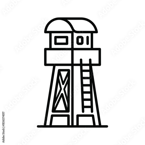 Watchtower or Lifeguard Tower Outline Icon