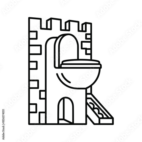 Castle Playground Slide Outline Icon