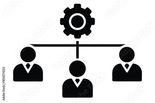 team workflow vector icon silhouette illustration