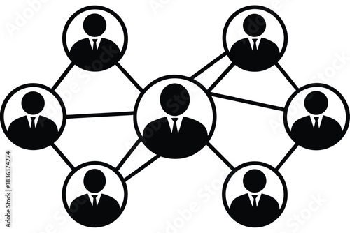 team network connection vector icon silhouette ill