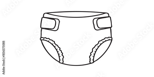 Clean vector outline of baby diaper
