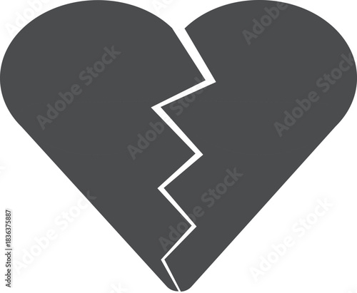 Broken Heart Icon in Dark Gray (Minimal Vector Symbol)
ダークグレーのブロークンハート・ミニマルアイコン