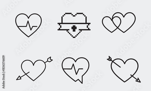 Heart Icons Set – Love, Health, Digital Design