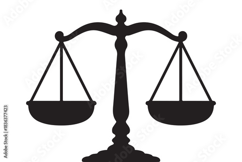  Black silhouette of a classic balance scale symbolizing justice and fairness silhouette