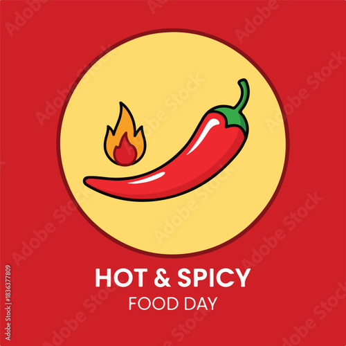 Celebrate Hot & Spicy Food Day with this vibrant chili pepper graphic, perfect for food blogs and restaurant promotions