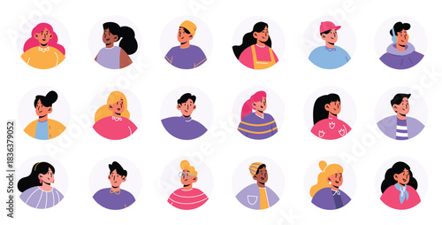 Set of People Avatars. Illustration Set of diverse people with various hairstyle, clothes and accessories.