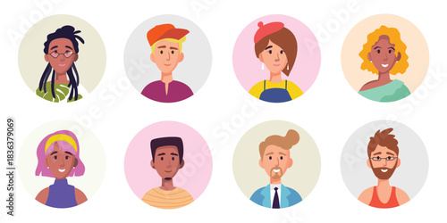 Illustration Set of Young Adult Avatars. Illustration Set of diverse young adult people with various hairstyle, clothes and accessories