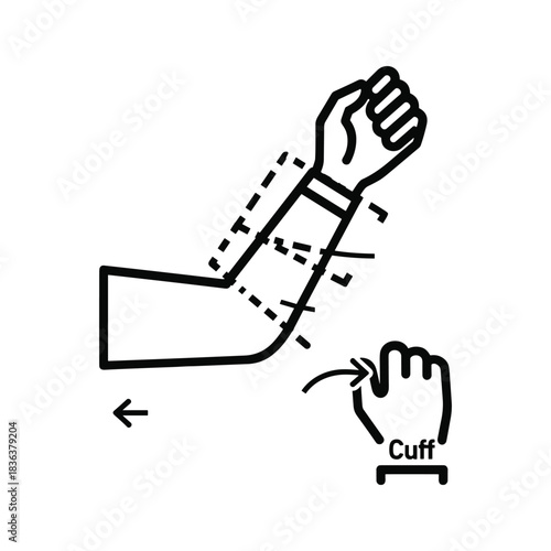 Arm and Hand Diagram with Cuff Adjustment or Sleeve Rolling Motion