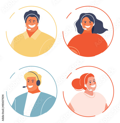 Customer Service Avatars. Illustration Set of Male and Female Customer Service Agent.