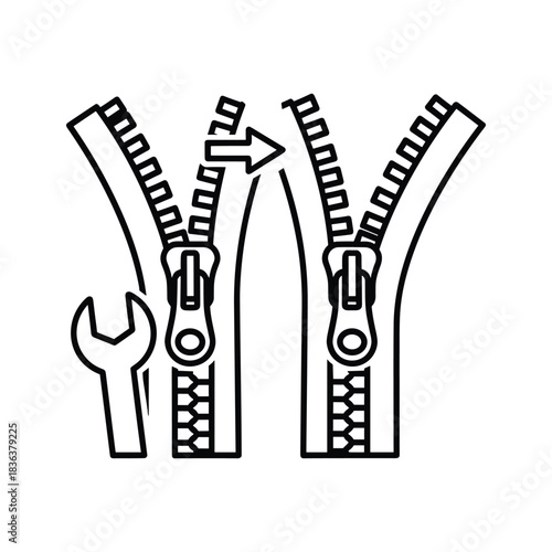 Zipper Repair and Maintenance Icon with Wrench