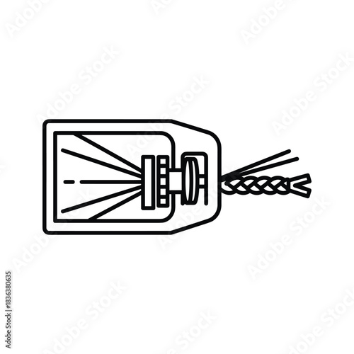 Fiber Optic Cable Connector with Braided Wire Line Art Icon