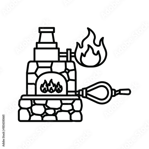 Blacksmith Forge Furnace with Bellows Outline Icon