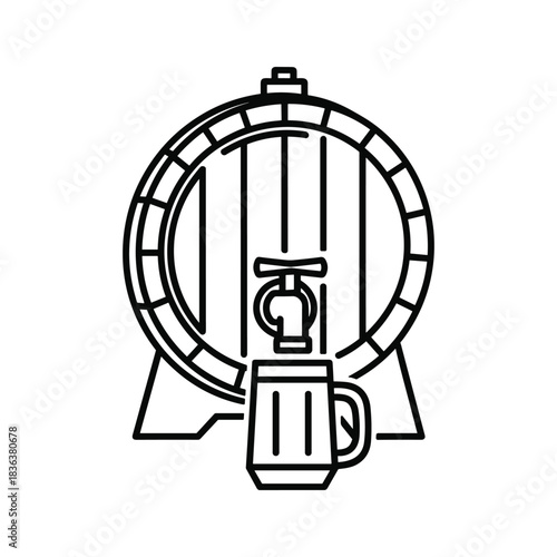 Beer Barrel with Tap and Mug Icon
