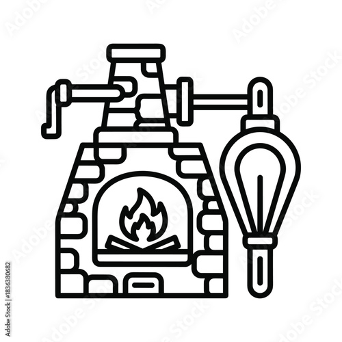 Blacksmith Forge and Bellows Outline Icon