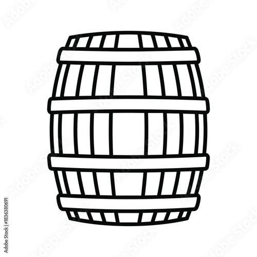 Simple black outline icon of a wooden barrel or cask for storage
