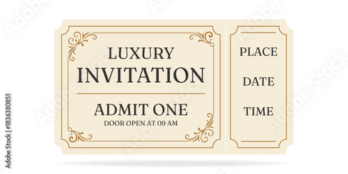 Design vintage Ticket vector template for invitation, event, concert, music festival, movie festival, show, performance, etc.
