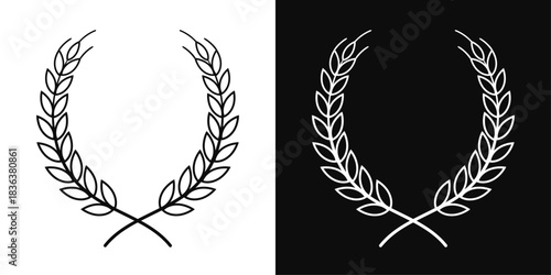 Vector Logo laurels branches white and black design elements.