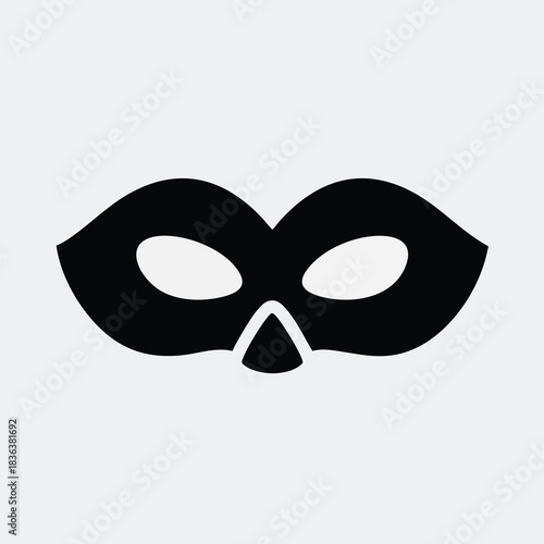 Black Venetian Mask Icon on White