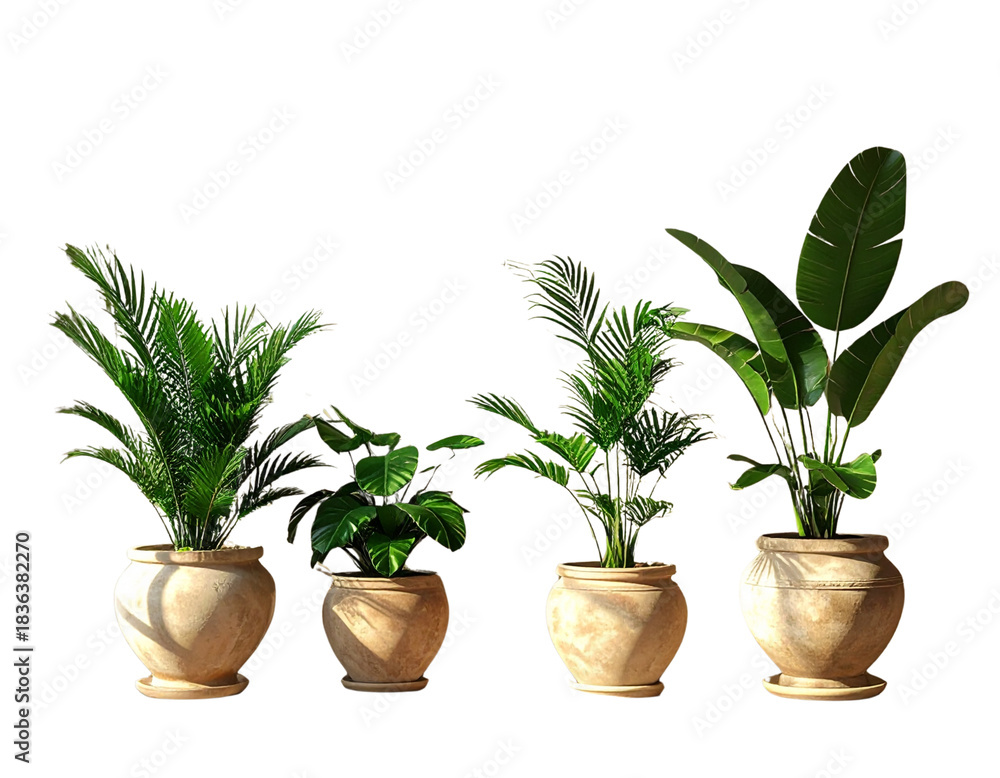 Obraz premium - House plants in pot decorative interior cut out backgrounds 3d rendering png file 