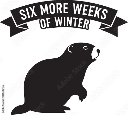 Groundhog predicts six more weeks of winter with silhouette graphic