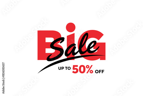 Big sale" up to 50% off promotion for retail and e-commerce.