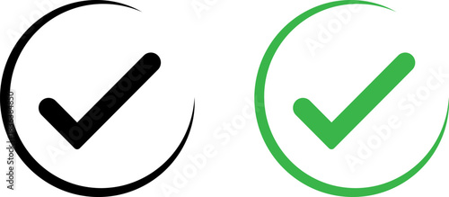 Black and green checkmarks inside incomplete circles