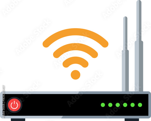Modern wireless router with wi fi signal icon