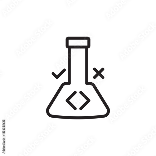 Test environment icon symbolizing code validation, quality assurance, and controlled simulation, representing software testing, engineering, quality control, and pre-production release.