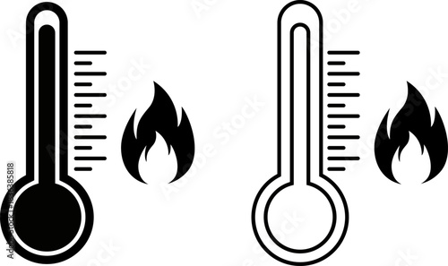 Thermometer and flame icons representing high temperature