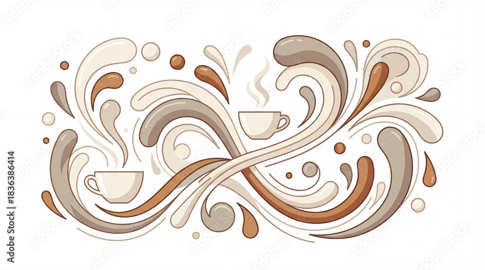 Fototapeta premium Abstract coffee design illustration in pastel tones