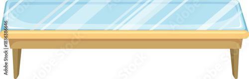 Short Wooden Tea Table with Mirror Vector Design