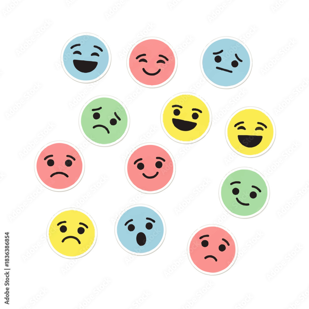 Obraz premium Collection of Colorful Emoji Faces with Diverse Expressions.