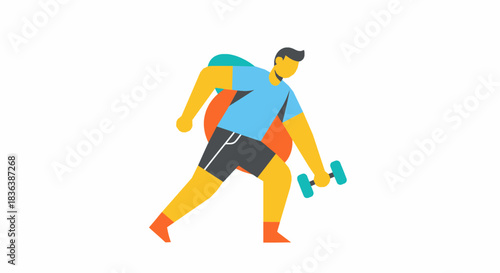 Man Exercising Outdoors With Weights in a Healthy Routine