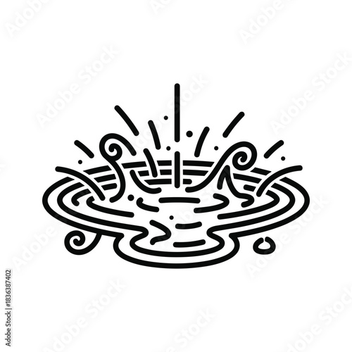 Abstract Hot Spring Geyser Line Art