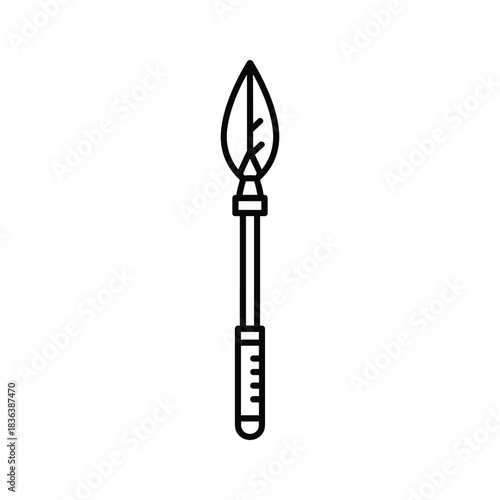 Outline Spear with Leaf-shaped Head Icon
