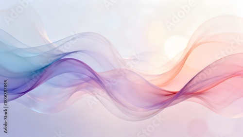 Abstract flowing waves of color with blue purple and orange hues on a light background design element