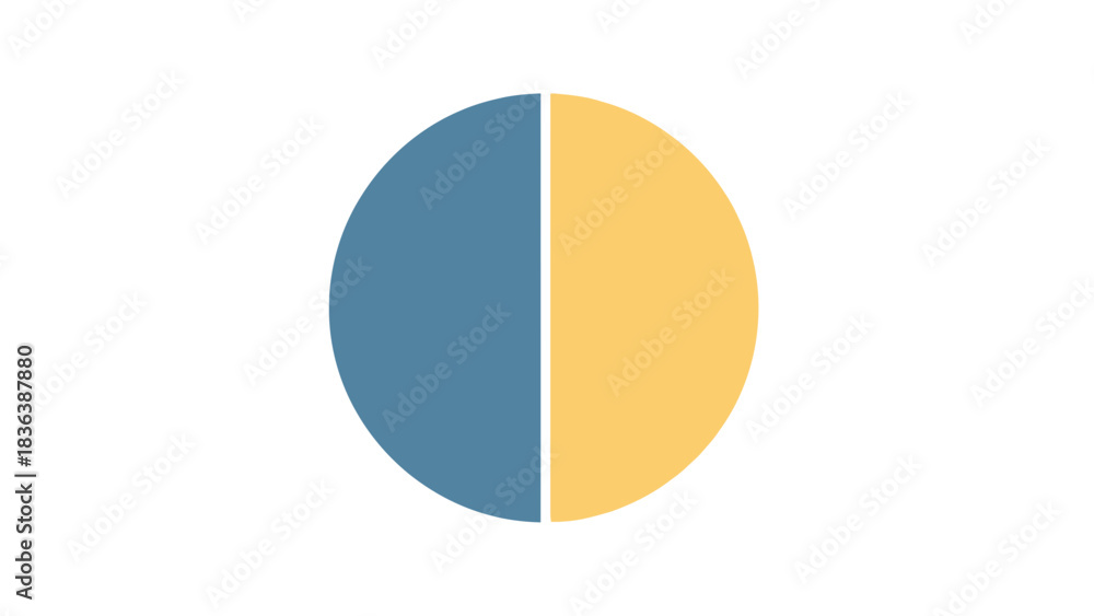 Fototapeta premium A circle divided in half with blue and yellow sections.