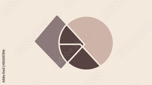 Geometric shapes including a square and pie chart segments.
