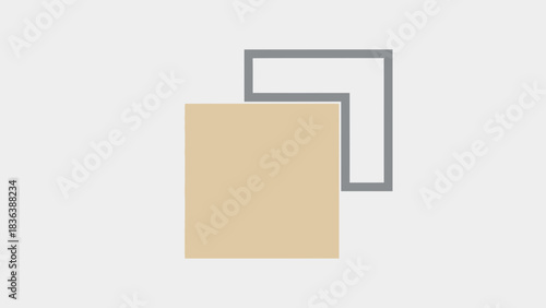 Beige rectangle partially covered by a grey L-shaped outline.