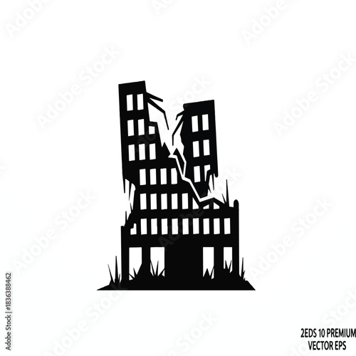 Collapse Ruined Building Urban Vector
