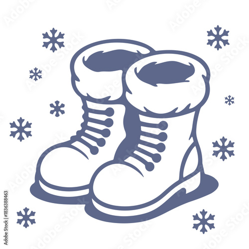 Illustration of a square gift box with a ribbon and decorative leaves in outline style present design