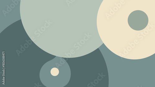 Abstract composition of overlapping circles in muted tones.